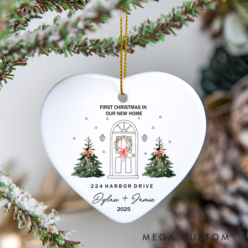 Personalized Housewarming First Christmas in Our New Home Ornament with Custom Name Address Year Couple Gift