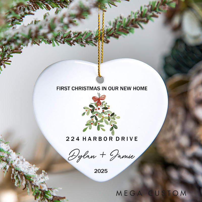 Personalized Housewarming First Christmas in Our New Home Ornament with Custom Name Address Year Gift