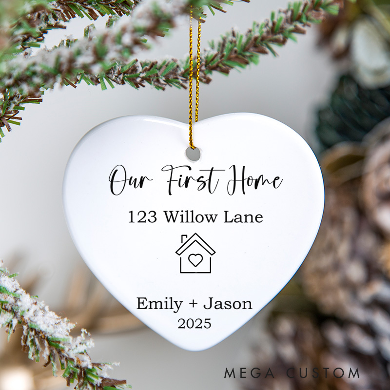 Personalized Housewarming Our First Home Ornament with Custom Name Address Year Keepsake Decor