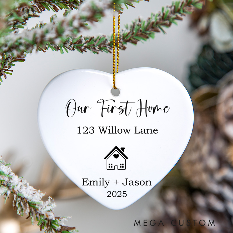 Personalized Custom Name Address Year Housewarming Ornament for Our First Home Gift