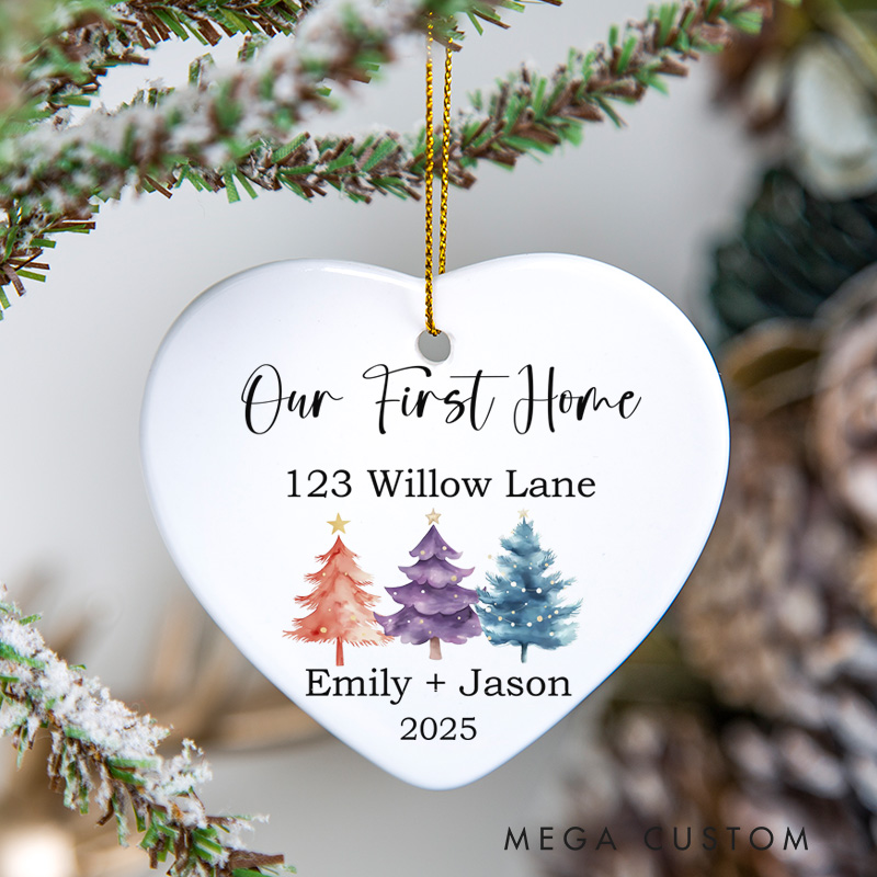 Personalized Housewarming Ornament for Our First Home with Custom Name Address Year Festive Decor