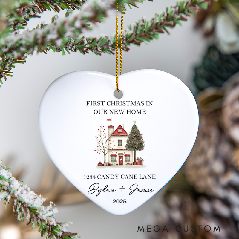 Personalized Housewarming First Christmas in Our New Home Ornament with Custom Name Address Year Couple Gift