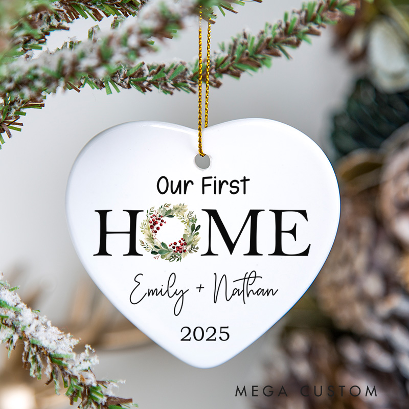 Personalized Housewarming Ornament for Our First Home with Custom Name Year Home Decor