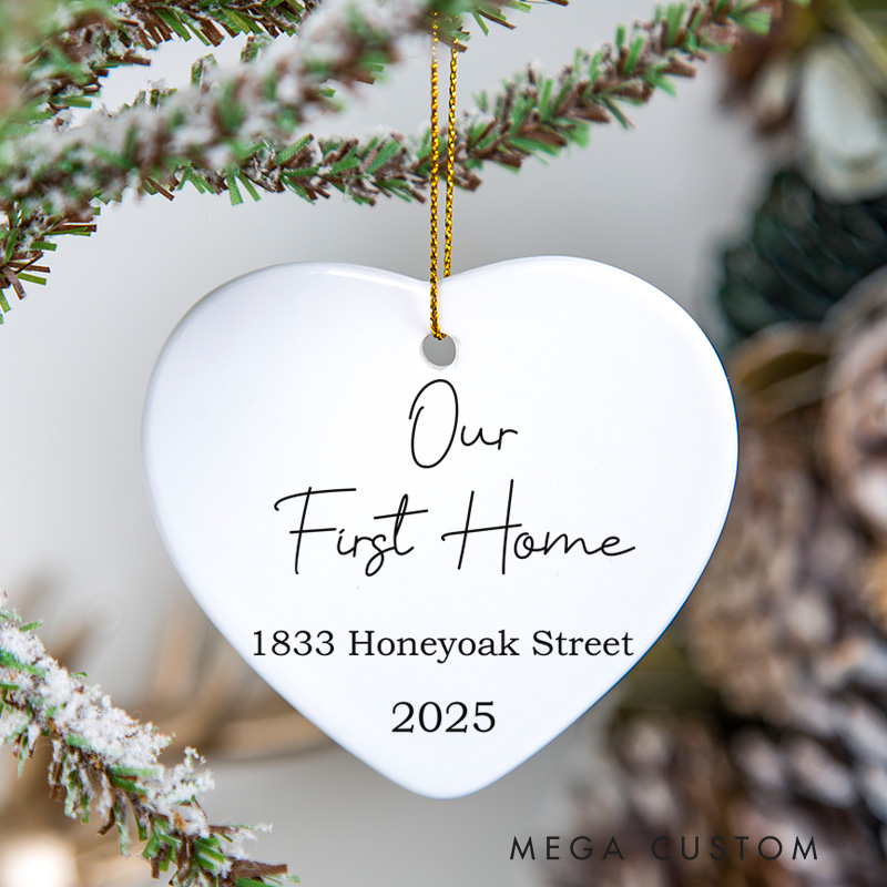 Personalized Housewarming Our First Home Ornament with Custom Address Year Keepsake Decor