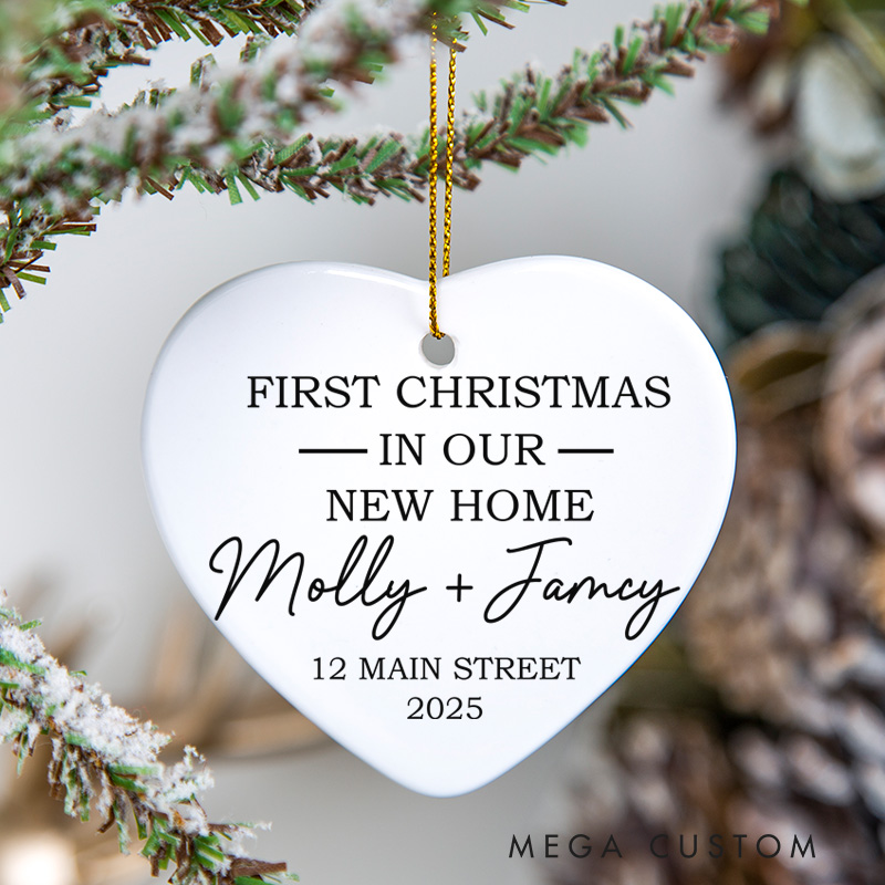 Personalized Housewarming First Christmas in Our New Home Ornament with Custom Name Address Year Couple Gift