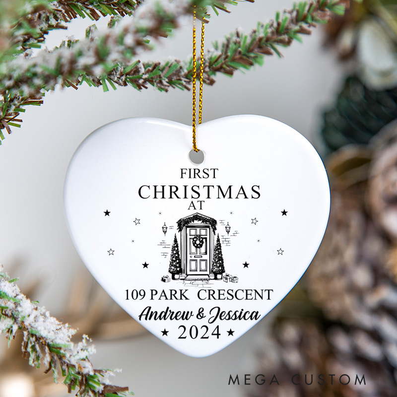 Personalized First Christmas at New Home Ornament Customizable Name Address Year Christmas Gift