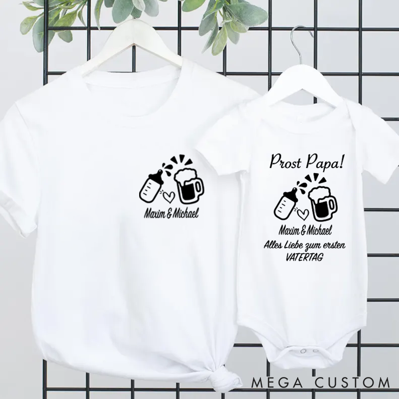 Personalized Father's Day Baby Accompanies Dad with Cheers Matching Outfit