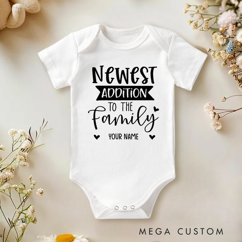 Personalized Newest Addition to the Family Celebrating the Arrival of a Precious New Family Member Baby Onesie