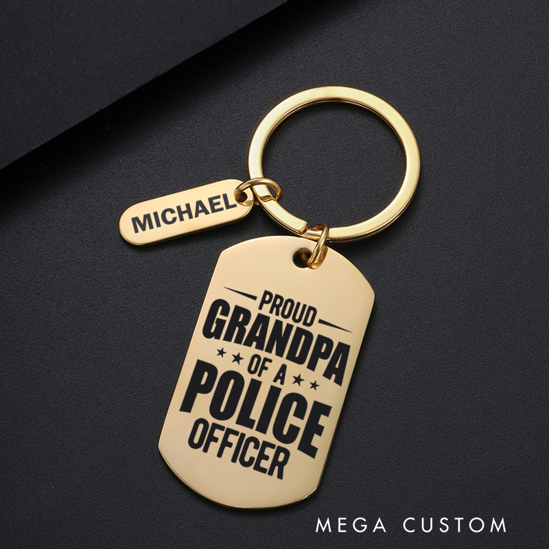 Personalized Police Officers Engraved Keychain Grandpa of a Police Officer Design Keychain Appreciation Gift for Police Officers