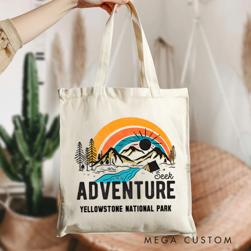 Personalized Seek Adventure Tote Bag Outdoor Explore Enthusiasts Bag Gift for Hiking Traveling 