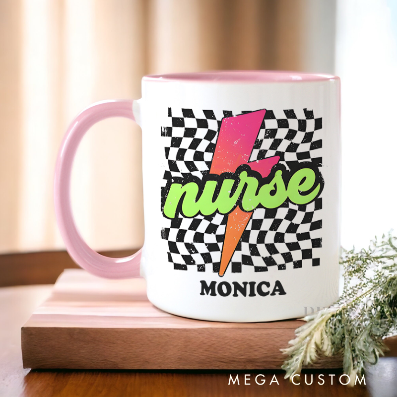 Personalized Nurse Mug Retro Nurse Lightning Design Coffee Mug Gift