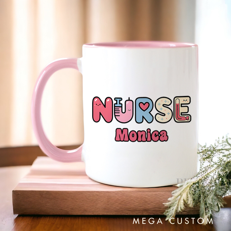 Personalized Nurse Mug Cute Nurse Lettering Design Coffee Mug Gift