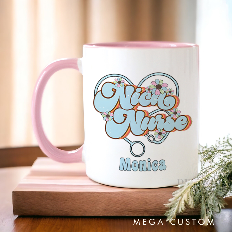 Personalized Nurse Mug Nice Nurse a Heart of Care Design Coffee Mug Gift