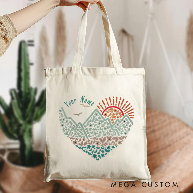 Personalized Heart of Nature Tote Bag Gift for Nature Lovers Bag Camping Hiking Traveling 