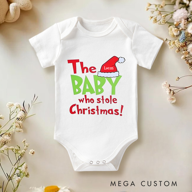 Personalized The Baby Who Stole Christmas Perfect for Celebrating Baby's First Christmas Baby Onesie