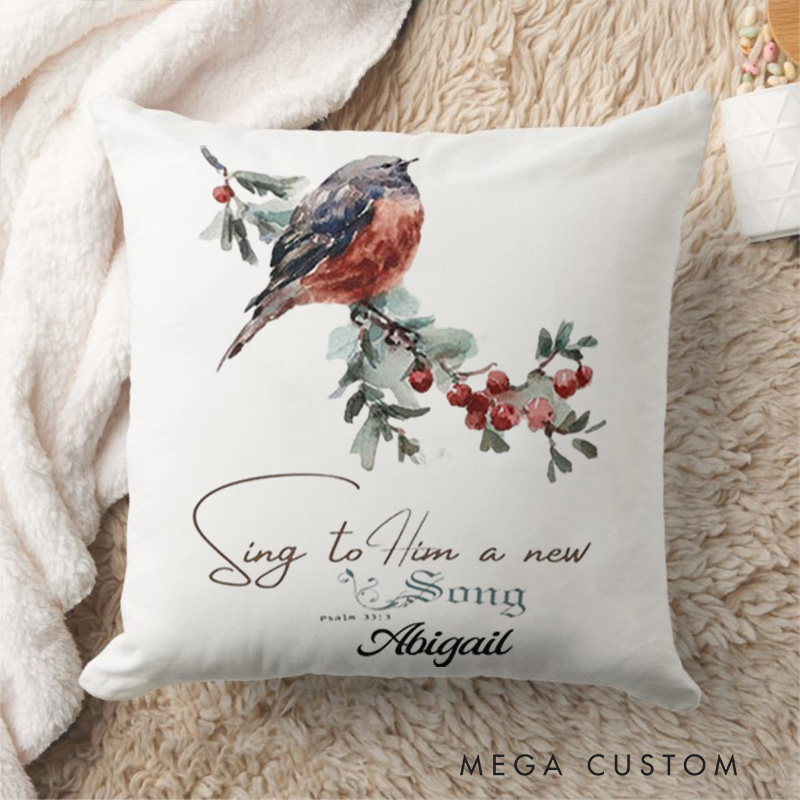 Personalized Sing to Him a New Song Throw Pillow Cover with Name Home Decor Psalm 23:3 Throw Pillow Religious Gift Christian Gift