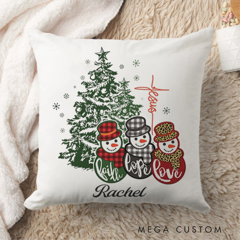 Personalized Faith hope love Jesus cross Throw Pillow with Name Birthday Gift for Family Religious Gift for Christian Christmas Gift