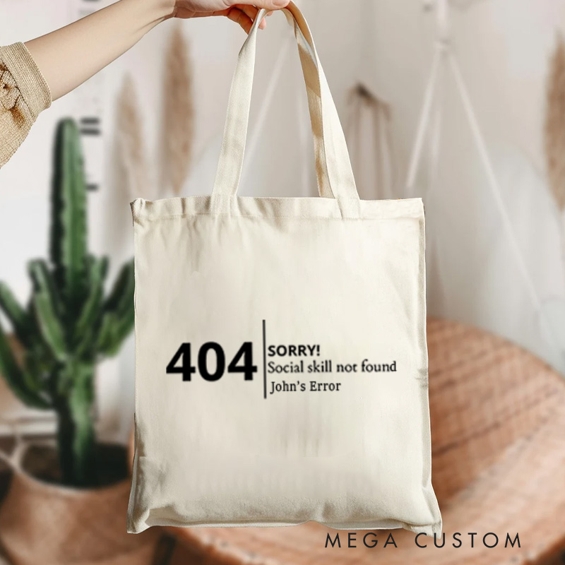 Personalized Humorous 404 Error Tote Bag Programmer Compute Technology Lovers Bag Gift for Geek Nerd