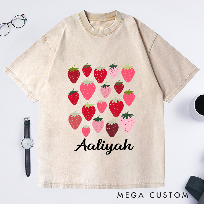 Personalized Strawberries Washed T-Shirts Aesthetic Shirt Strawberry Birthday Shirt Fruit Shirt Strawberry Shirt Plant Shirt Gardening Shirt Plant Lover