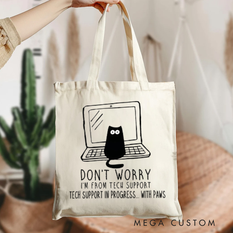 Personalized Don't Worry I'm from Tech Support Tote Bag Programmer Compute Technology Lovers Bag Gift for Geek Nerd