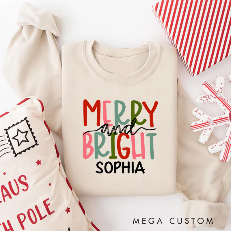 Personalized Merry and Bright Sweatshirt Merry Christmas Sweatshirt