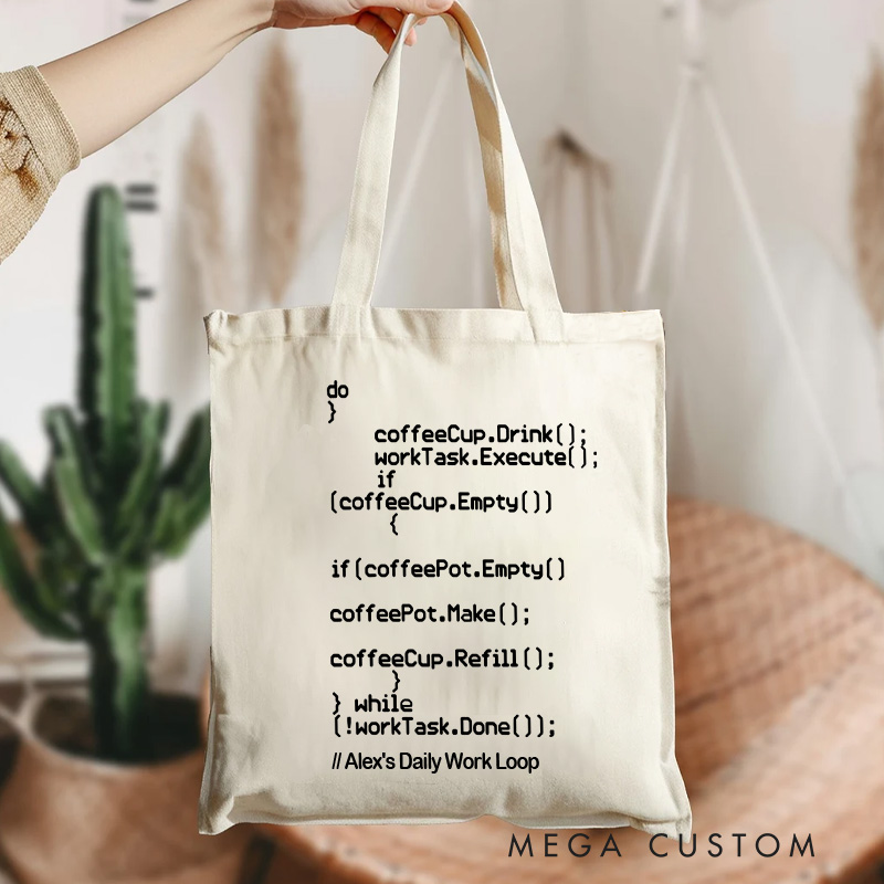Personalized a Programmer's Daily Loop Tote Bag Technology Compute Enthusiasts Bag Gift for Geek Nerd