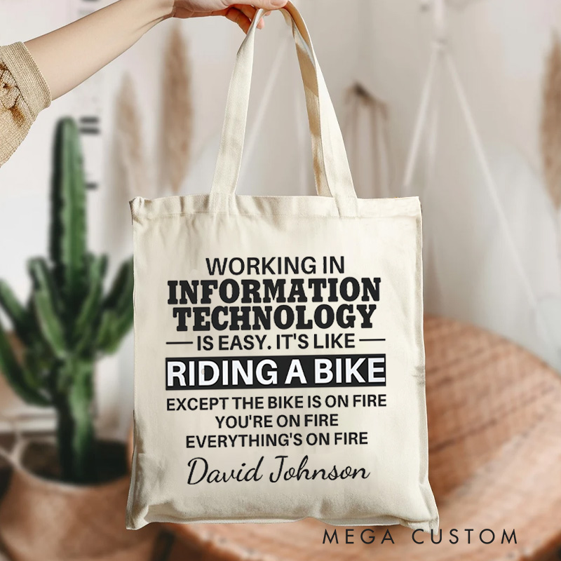 Personalized IT Compute Enthusiasts Tote Bag Technology Programmer Lovers Bag Gift for Geek Nerd