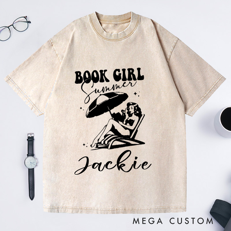 Personalized Book Girl Summer Washed T-Shirts Bookish Summer Shirt Bookish Shirt Book Lover Gift Bookish Girl Shirt Bookish Gift Reading Shirt Bookish Gifts