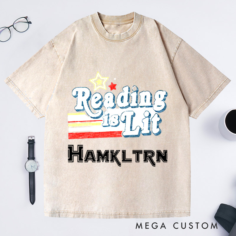 Personalized Reading Is Lit Washed T-Shirts Bookworm Literary Shirt Reading Shirts for Teachers Bookish Gifts English Teacher Shirt 