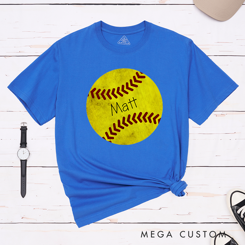 Personalized Softball T-Shirt Design Featuring Custom Name Inside a Bold Softball Graphic