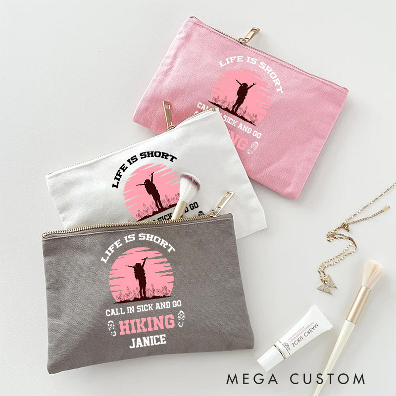 Personalized Take a Hike Cosmetic Bag Zipper Makeup Bag Travel Bag Gift Adventure Hiking Lovers