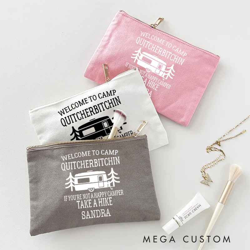 Personalized Hiking Camping Lovers Makeup Bag Travel Cosmetic Bag Gift Adventure Lovers