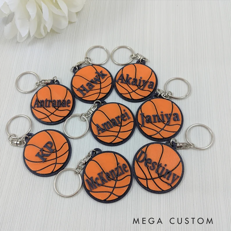 Personalized Basketball Keychain with Custom Name and Bold Design Perfect for Players and Sports Fans