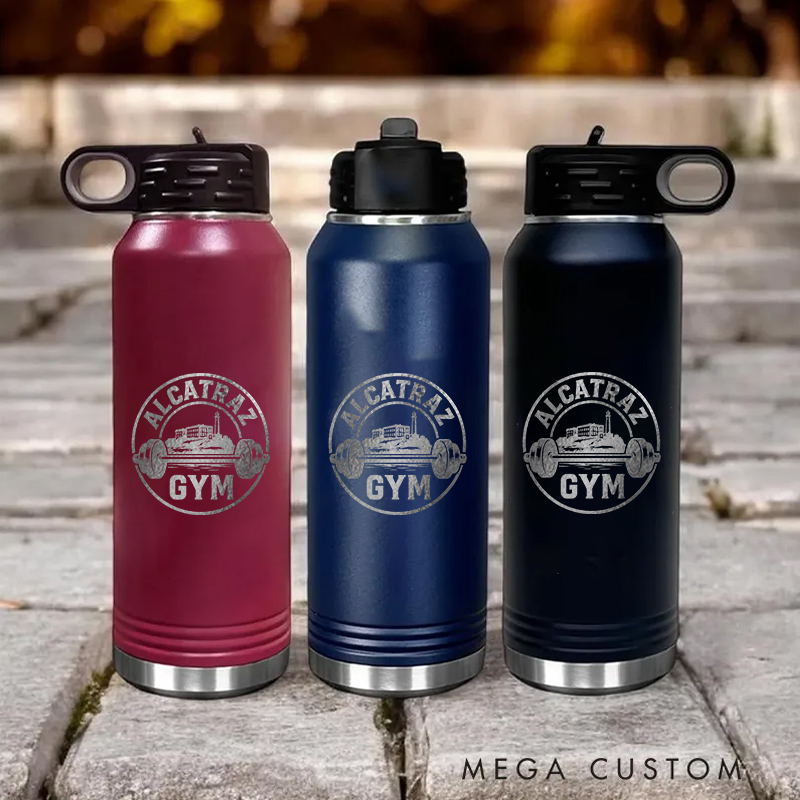 Personalized Gym Water Bottles with Iconic Prison Themed Logo for Fitness Enthusiasts Bodybuilders and Gym Lovers