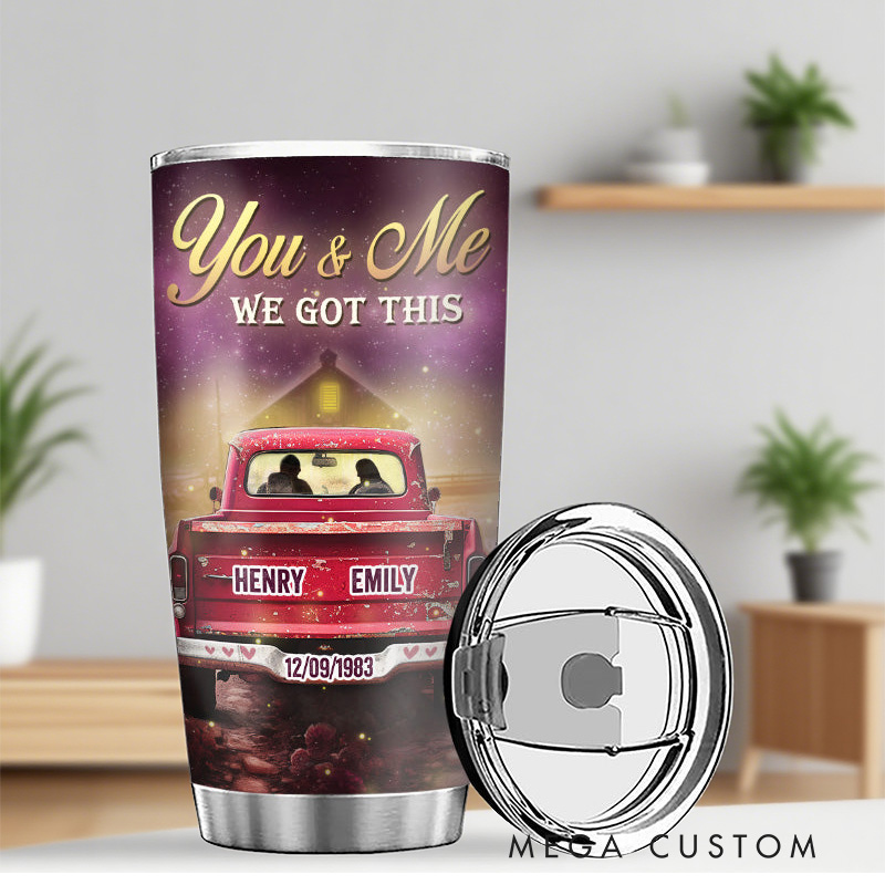 Personalized to My Wife Husband God Blessed the Broken Road 20oz Stainless Steel Tumbler with Name Gift for Couple Husband Wife Anniversary Gift