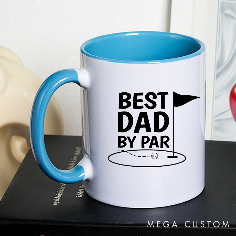 Personalized Golf Mug with Customizable Title Thoughtful Gift for Golf Enthusiasts Durable Ceramic Mug with Two Tone Handle and Stylish Golf Design