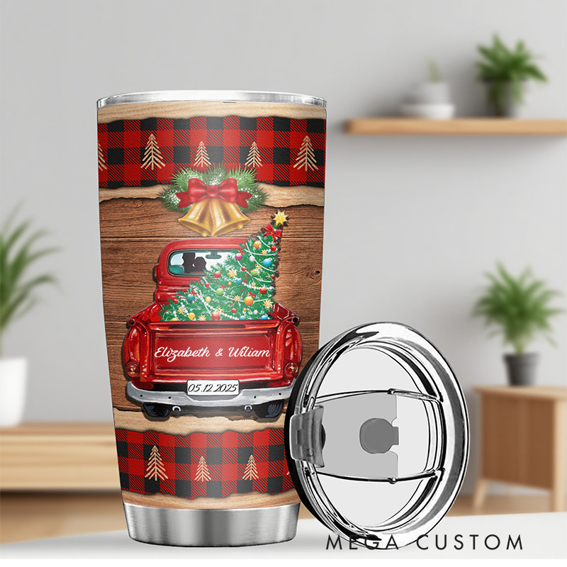 Personalized God Blessed the Broken Road that Led Me Straight to You 20oz Stainless Steel Tumbler with Name and Date Christmas Gift for Family Couple