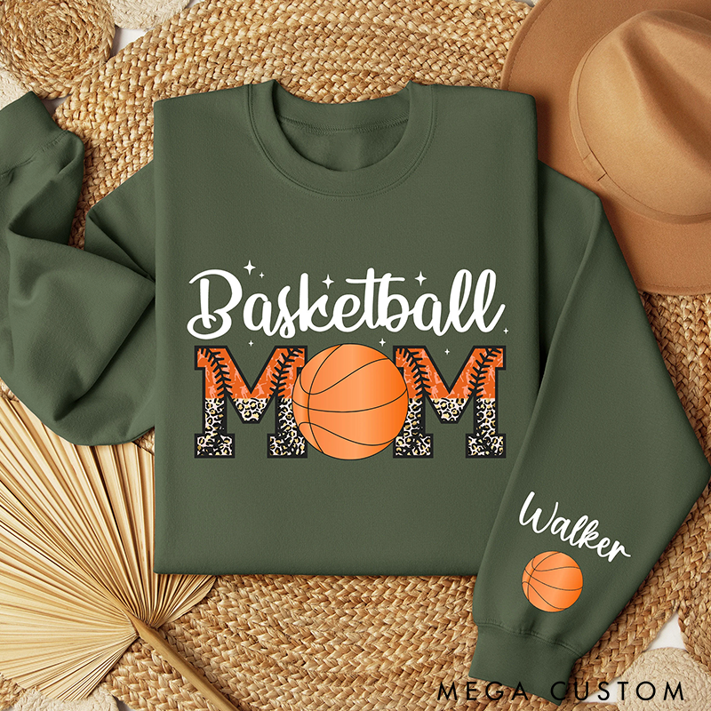 Personalized "Basketball Mom" Sweatshirt with Custom Name and Stylish Design