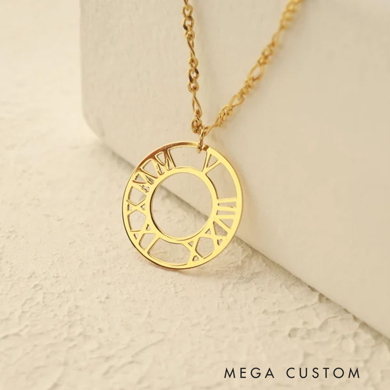 Personalized Roman Numeral Necklace Anniversary Date Necklace Coordinate Necklace Gift for Girlfriend