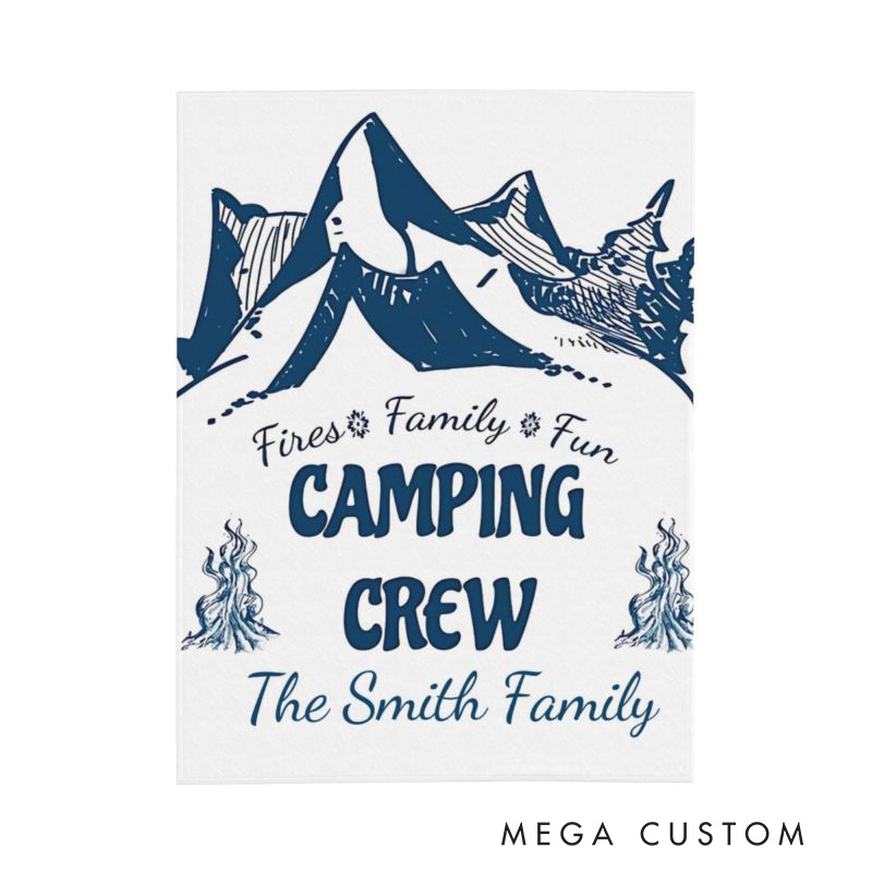 Personalized Fires Family Fun Camping Crew Throw Blanket Gift for Camping Hiking Lovers