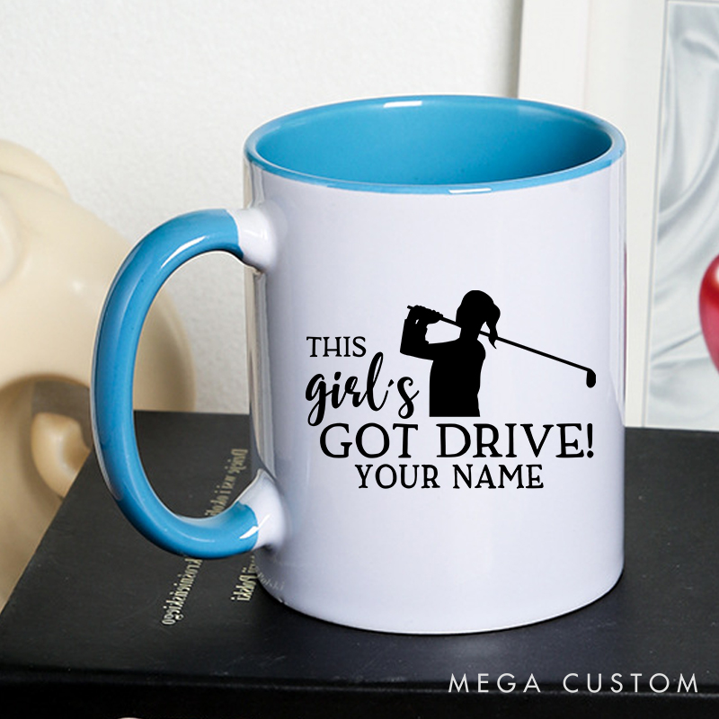 Personalized Golf Mug with Custom Name This Girl’s Got Drive Inspirational Golf Design for Women Golf Enthusiasts