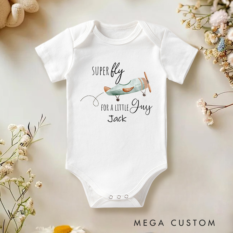 Personalized Super Fly for a Little Guy Airplane Baby Bodysuit Cute Baby Gift