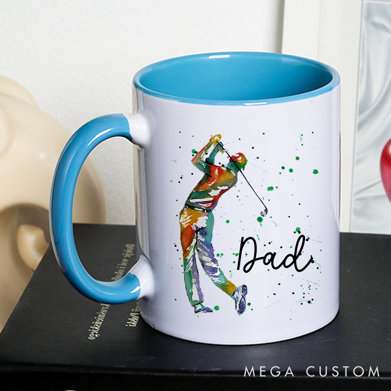 Personalized Golf Mug with Customizable Title Durable Ceramic and Two Tone Handle Perfect Gift for Golf Enthusiasts