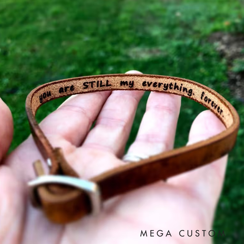 Personalized Leather Bracelet Single Wrap Leather Bracelet Gift for Him