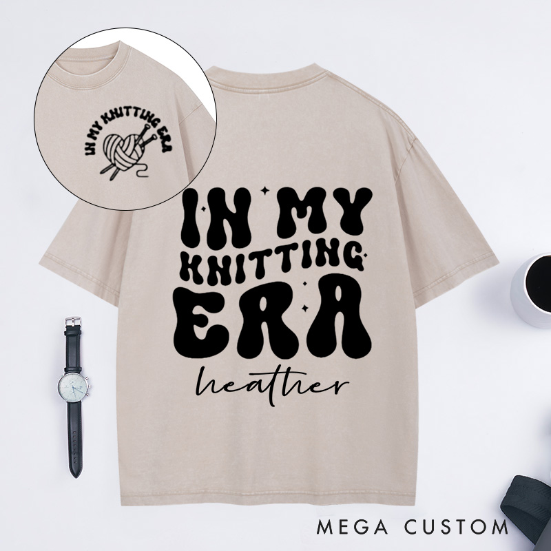 Personalized In My Knitting Era Washed T-Shirts Knitting Shirt Cute Knitting T-Shirt Knitting Gift Love to Knit Knitting Lover Shirt Knitter Tee