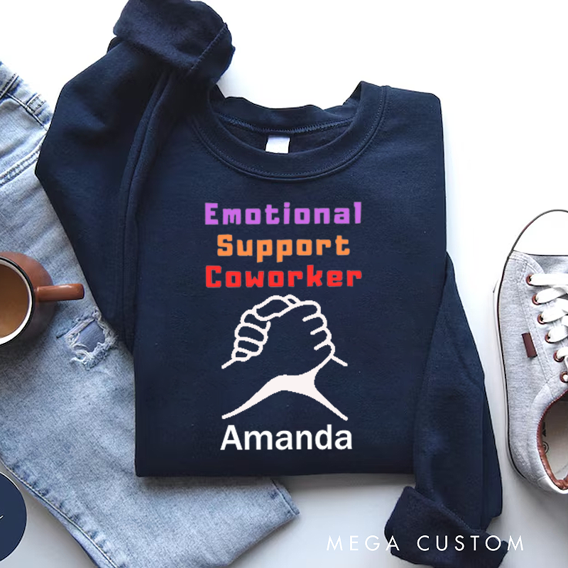 Personalized Office Worker Sweatshirt Emotional Support Coworkers with Two Hands Clasped Together Appreciation Gift for Coworkers 