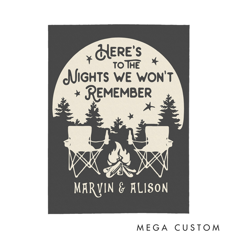 Personalized Camping Nights Throw Blanket Outdoor Campfire Blanket Gift for Travel Hiking Lovers