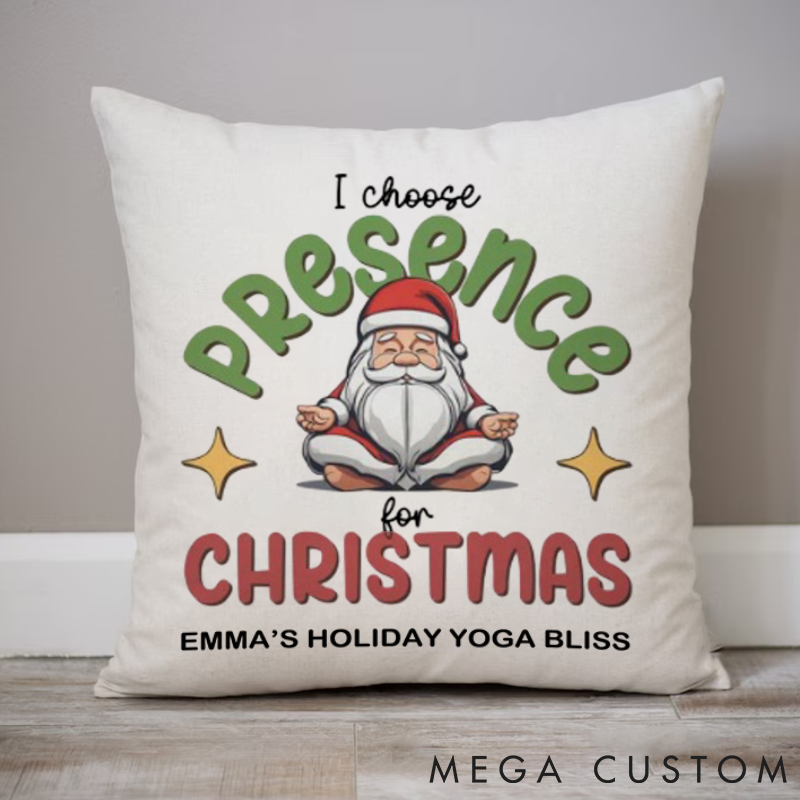 Personalized Christmas Yoga Pillows with Santa Meditation Design Custom Name Yoga Pillows Gift Idea for Yoga Lover
