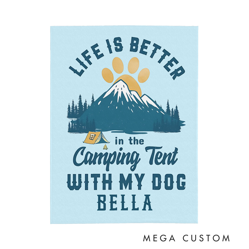 Personalized Camping Lovers Throw Blanket Outdoor Hiking Blanket Gift for Pet Lovers
