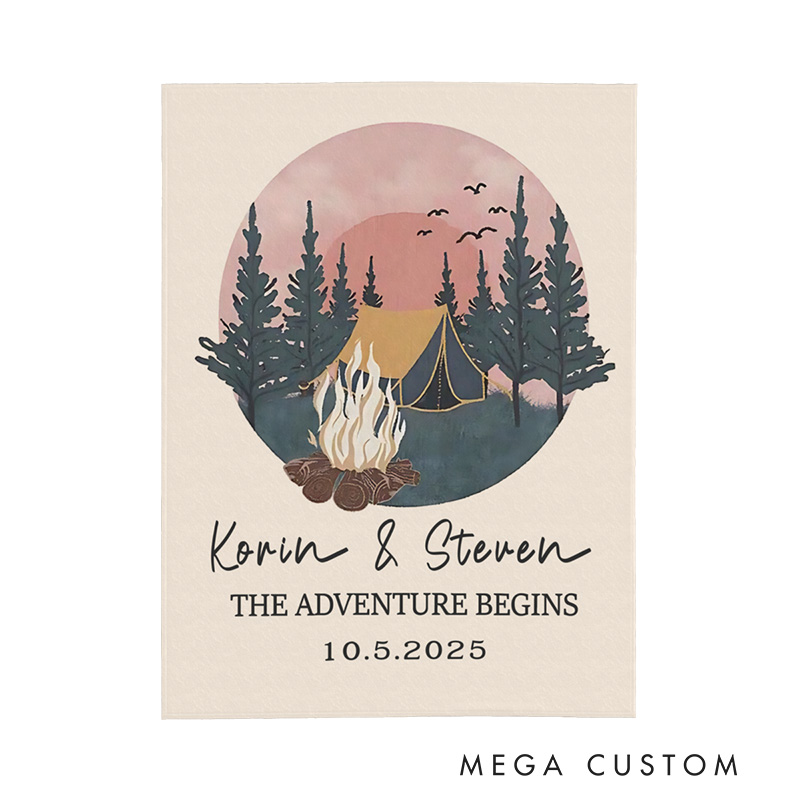 Personalized Outdoorsy Couple Throw Blanket Nature Adventure Lovers Blanket Gift for Hiking Lovers